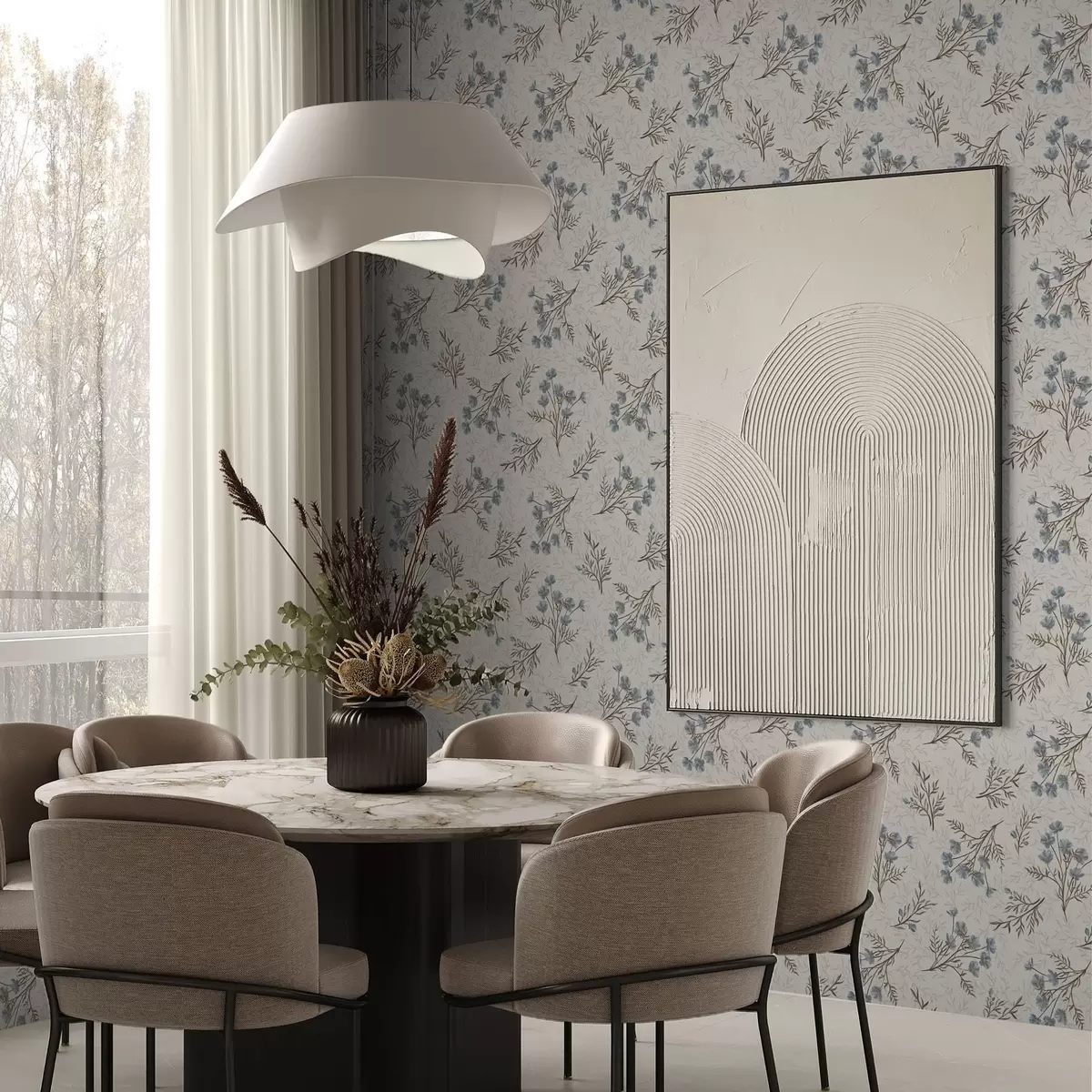 Tapety Drobné modré květy s hnědými větvemi a00265