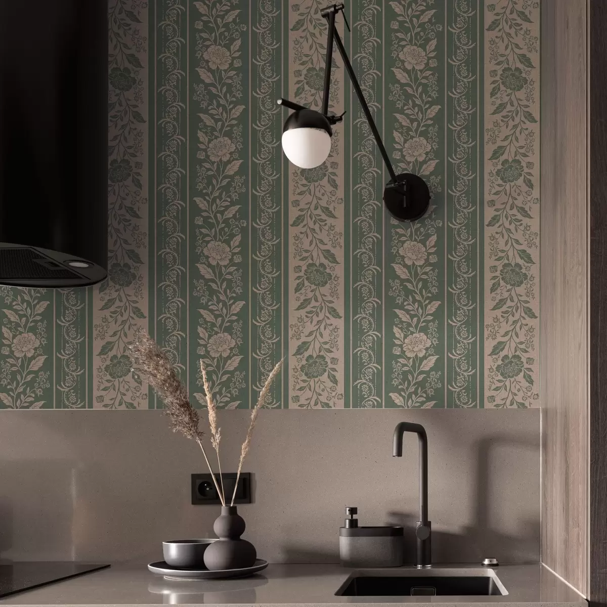 Tapety Svislé pruhy s květinovým vzorem a00273