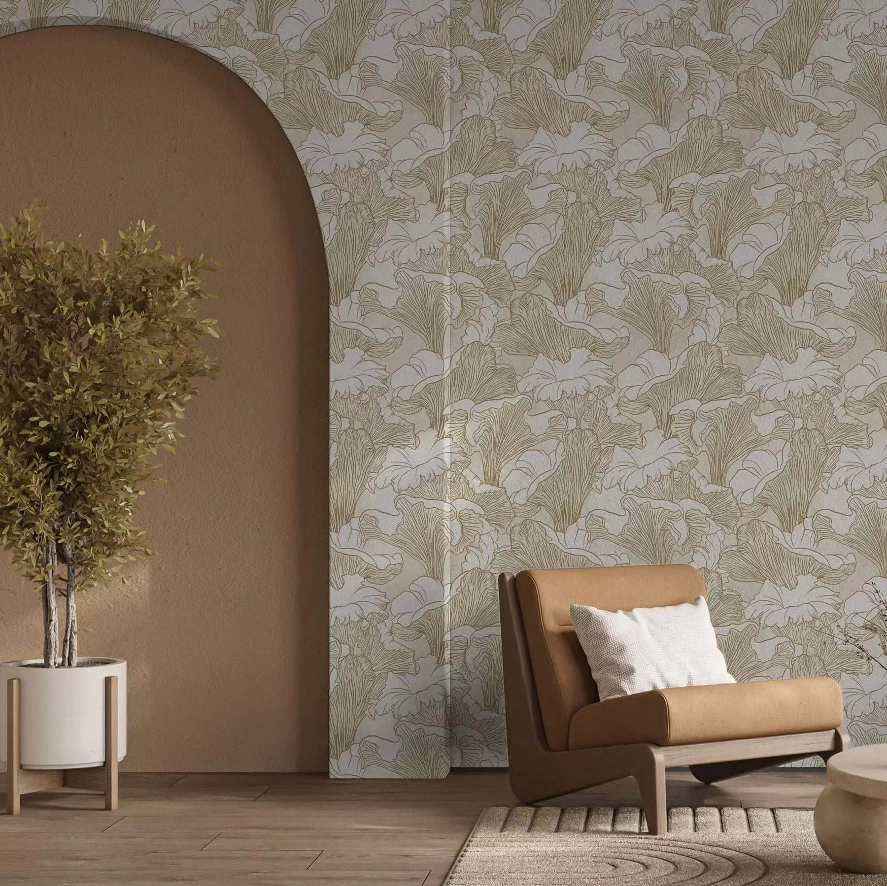 Fototapet Lišky, kresba na krémovém pozadí a00275