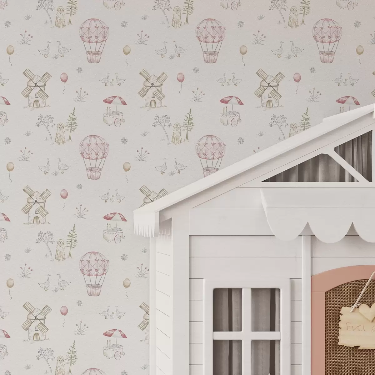 Tapety Ilustrace pro děti: Pejsek, kachny, míče, mlýn a00278