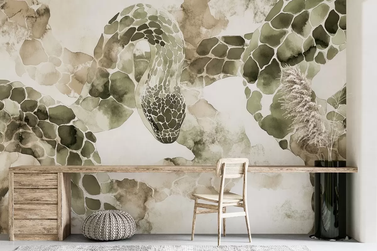 Fototapet Silueta hada, akvarelový styl, olivové barvy w04113v3