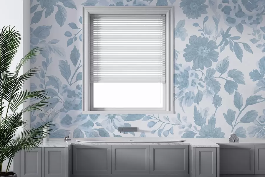 Fototapet Květiny v boho stylu s leopardím potiskem, modrá barva w04114v1