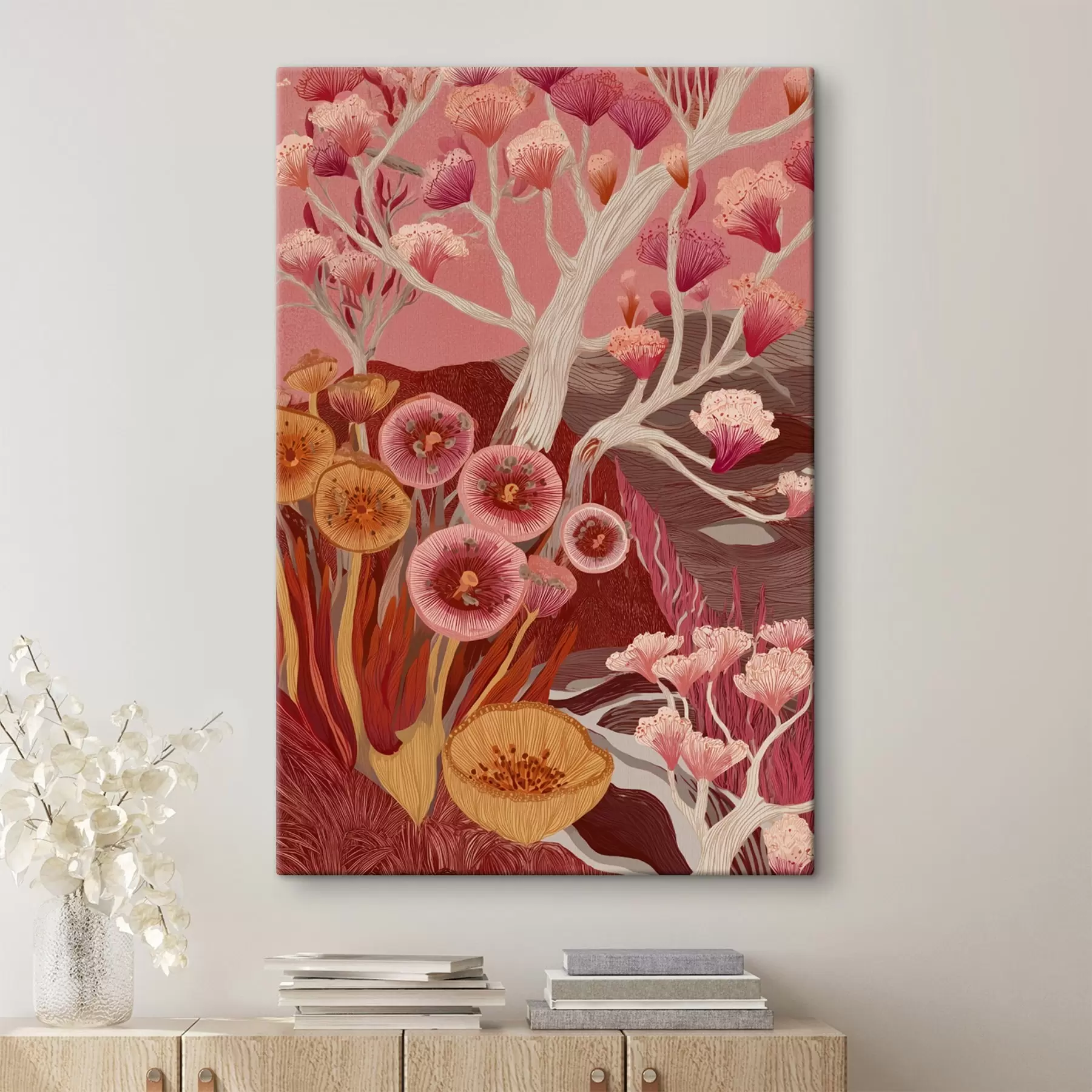 Obraz Vintage květiny, geometrické umění, akrylová kresba Č. s44976