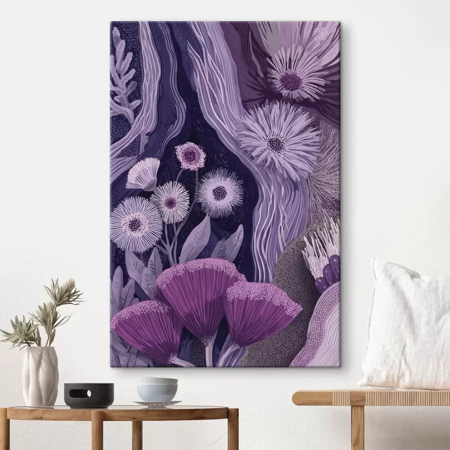 Obraz Květinový design ve fialových barvách, detailní kresba Č. s44984