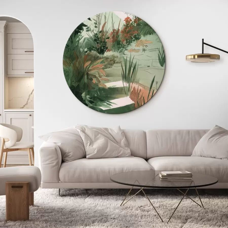 Obraz Orientální zahrada s keři a stromy, zelené barvy Č. r44982