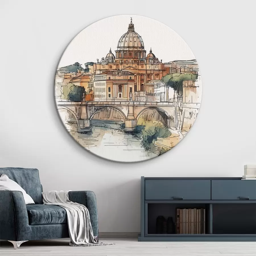 Obraz Akvarel Řím město, skica kresba, architektura Č. r44983