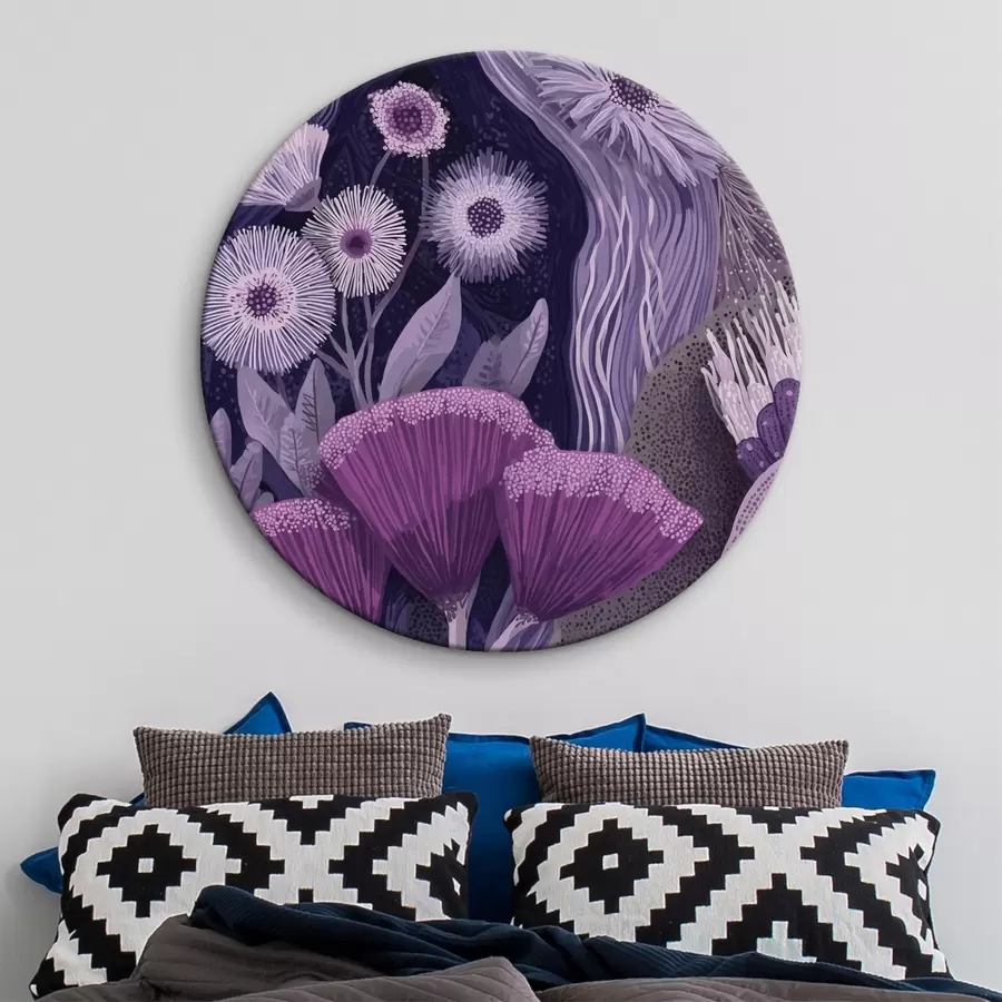 Obraz Květinový design ve fialových barvách, detailní kresba Č. r44984