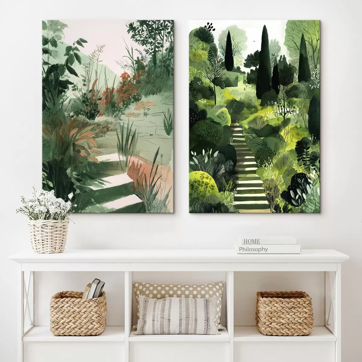 Obraz Zelená orientální zahrada s keři a stromy Č. m00478