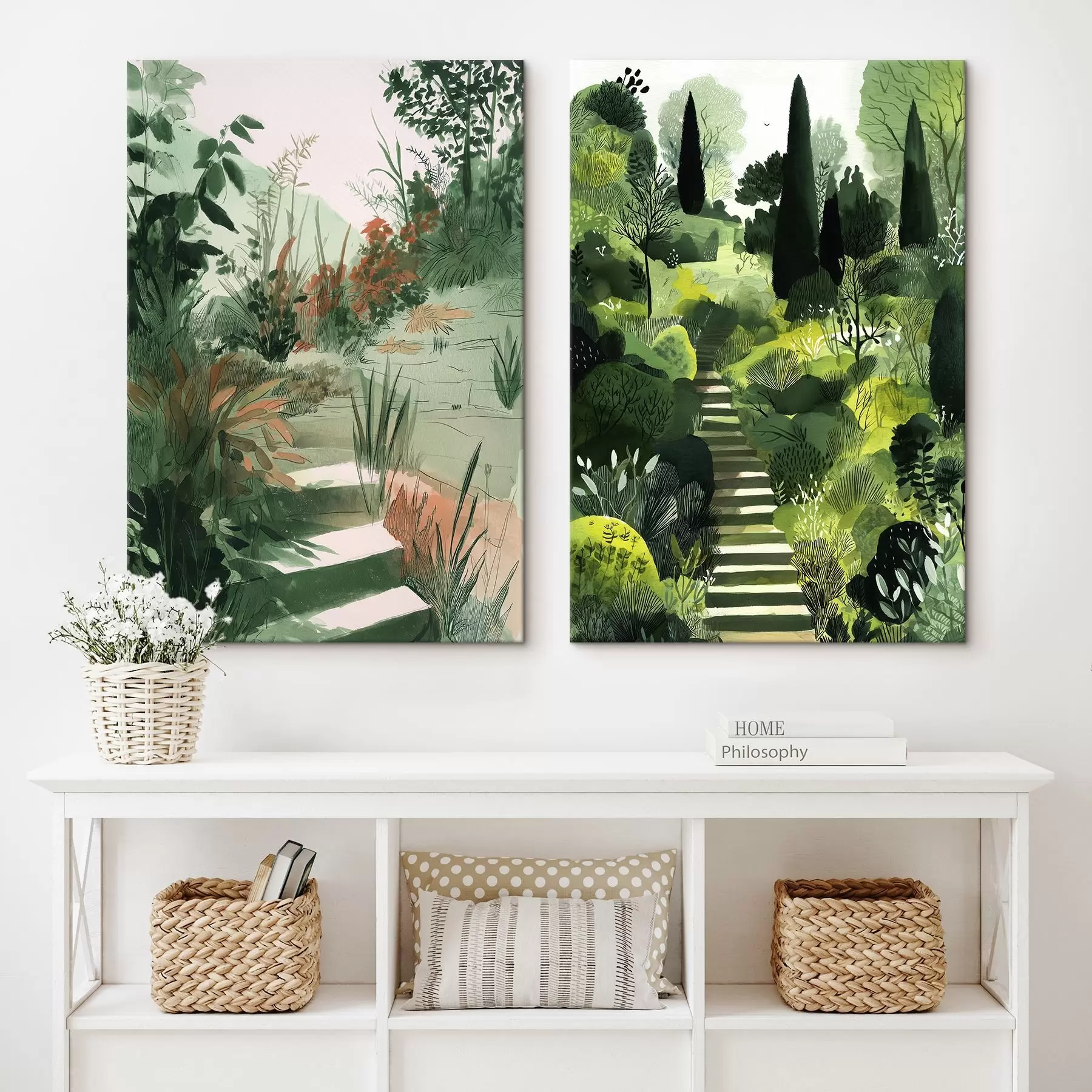 Obraz Zelená orientální zahrada s keři a stromy Č. m00478