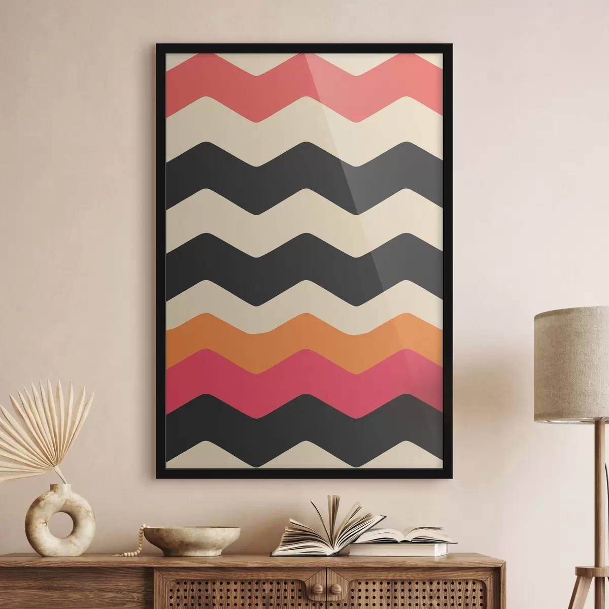 Poster Geometrický vzor s vlnitými pruhy f45004