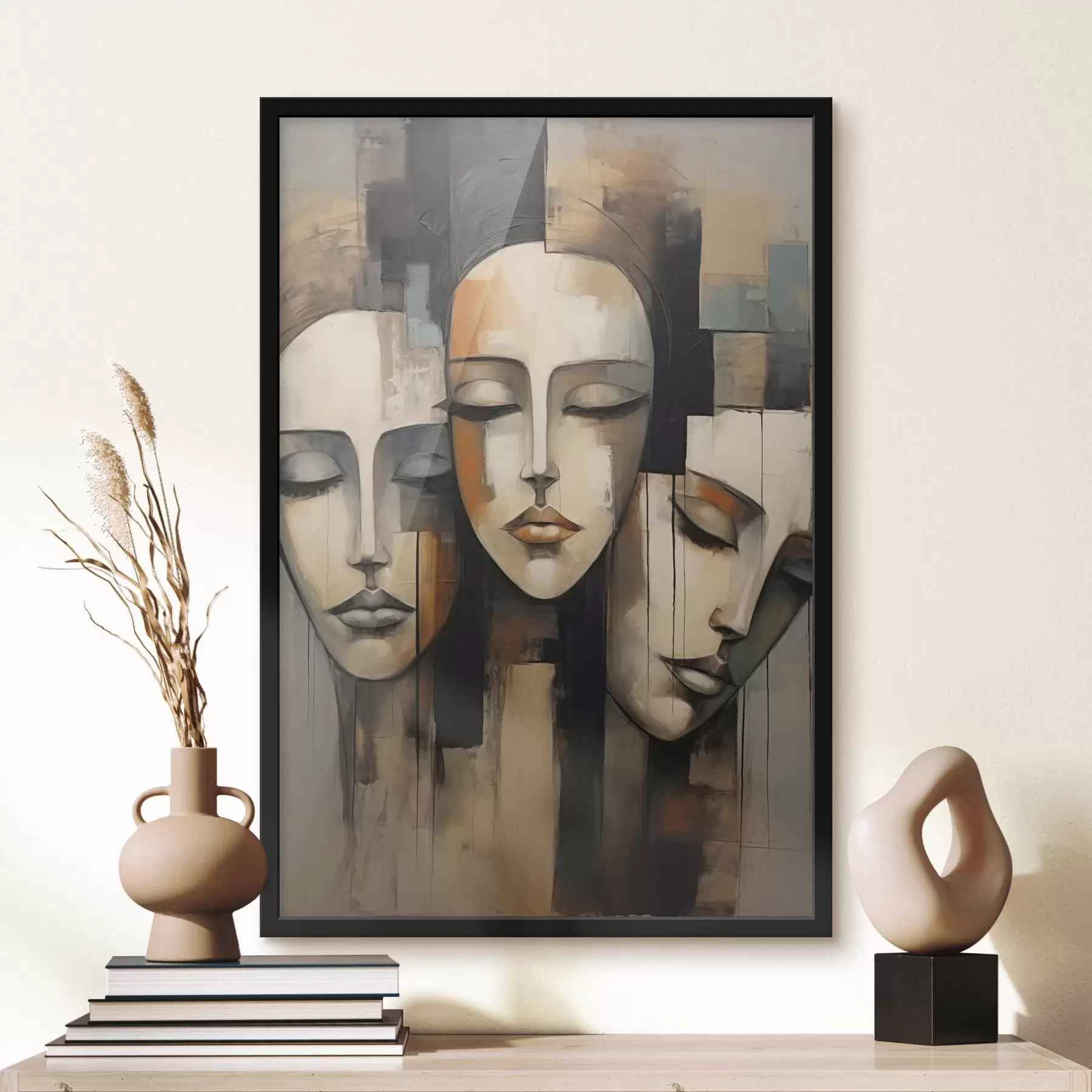 Fototapet Tři ženské tváře se zavřenýma očima v kubistickém stylu f45008