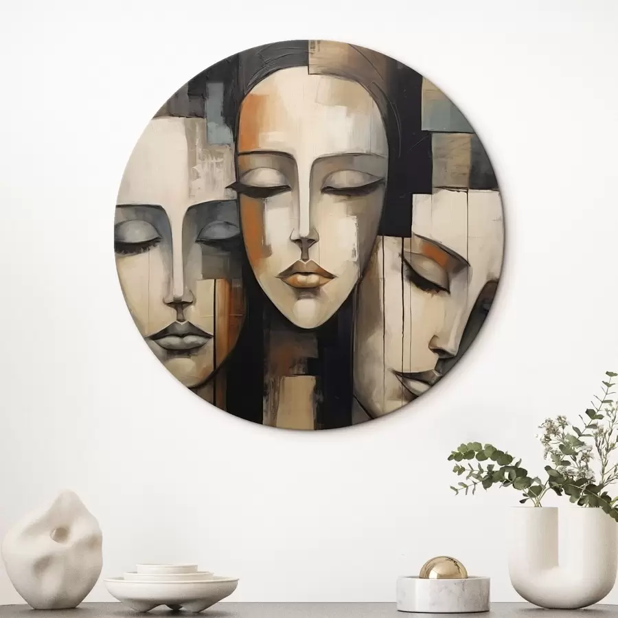 Obraz Tři ženské tváře se zavřenýma očima v kubistickém stylu Č. r45008