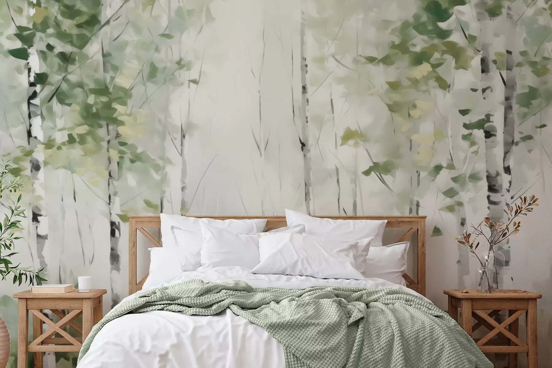 Fototapet Malba imitující listnatý les w04234