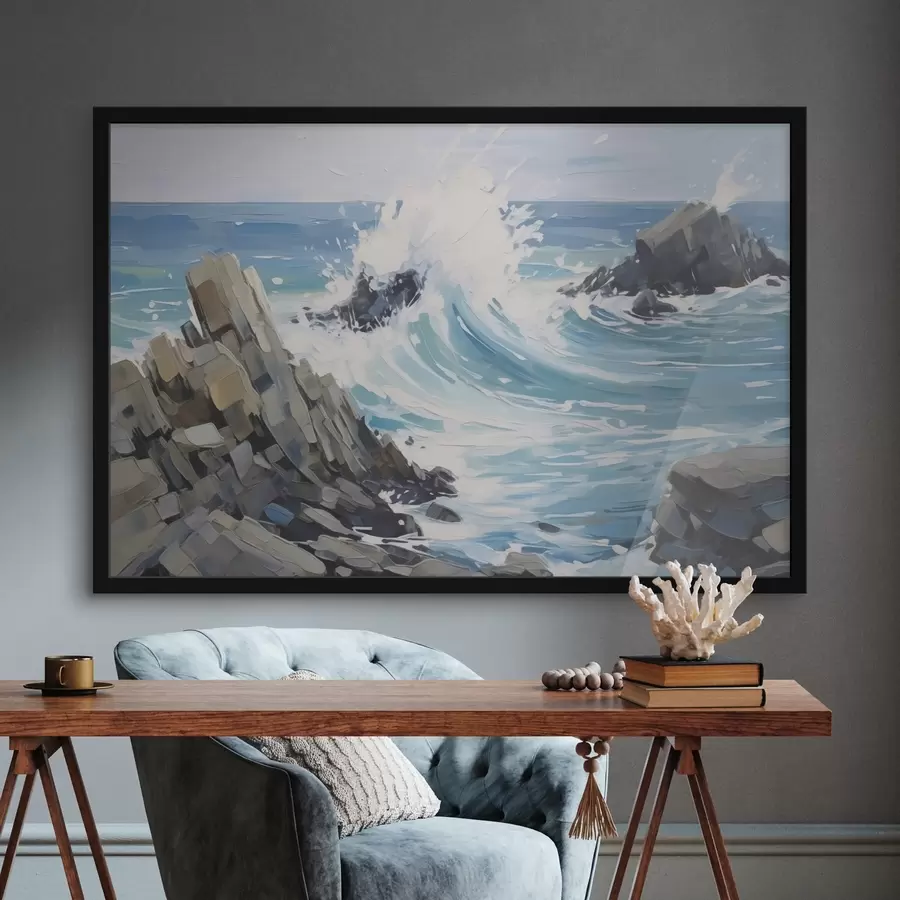 Fototapet Vlna na skalnatém břehu f45021