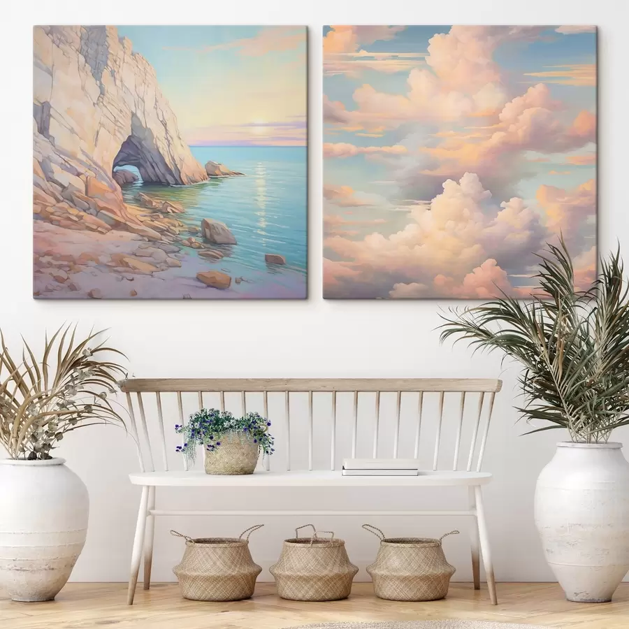 Obraz Vlna na skalnatém břehu a obloha s mraky Č. m00487