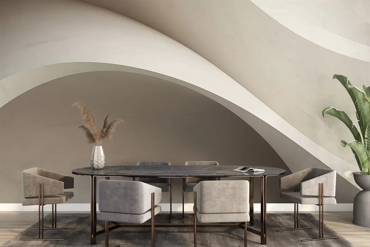 Fototapet abstrakce, vlny, měkké křivky, béžová, hladká, linie, moderní w04217v1