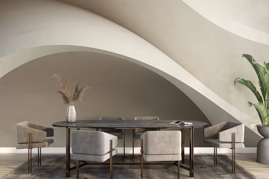 Fototapet abstrakce, vlny, měkké křivky, béžová, hladká, linie, moderní w04217v1