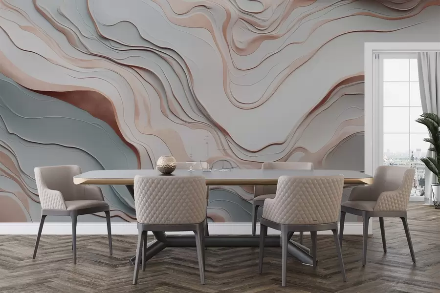 Fototapet vrstvy, vlny, abstrakce, růžová, šedá, měkké tvary, w04255v1