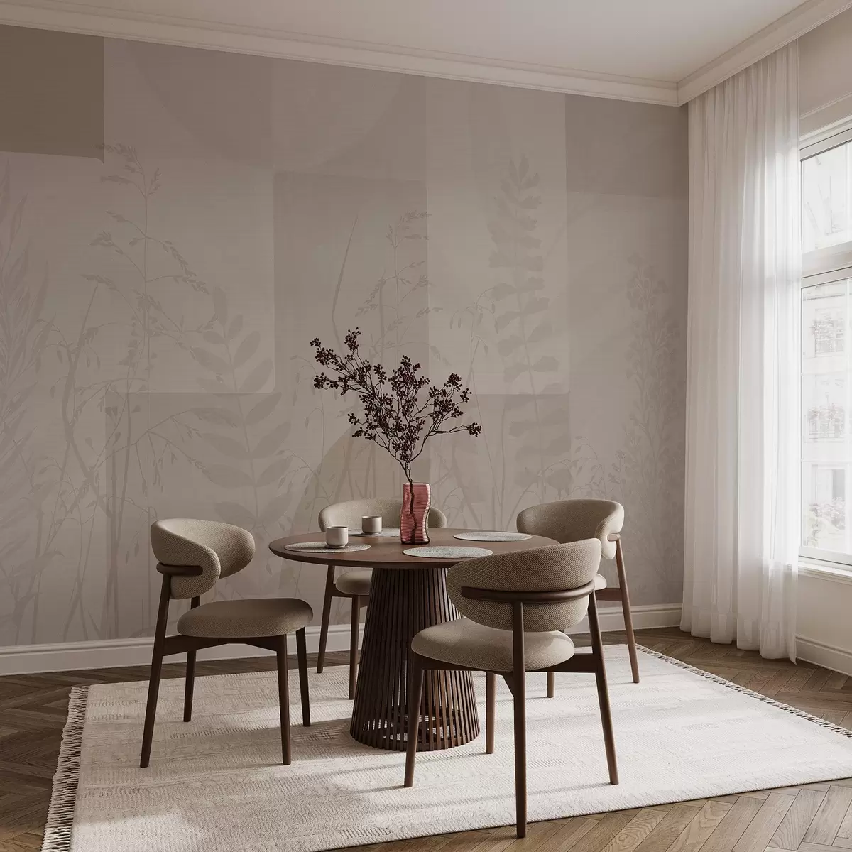 Fototapet Abstrakce s rostlinami, geometrie w04240