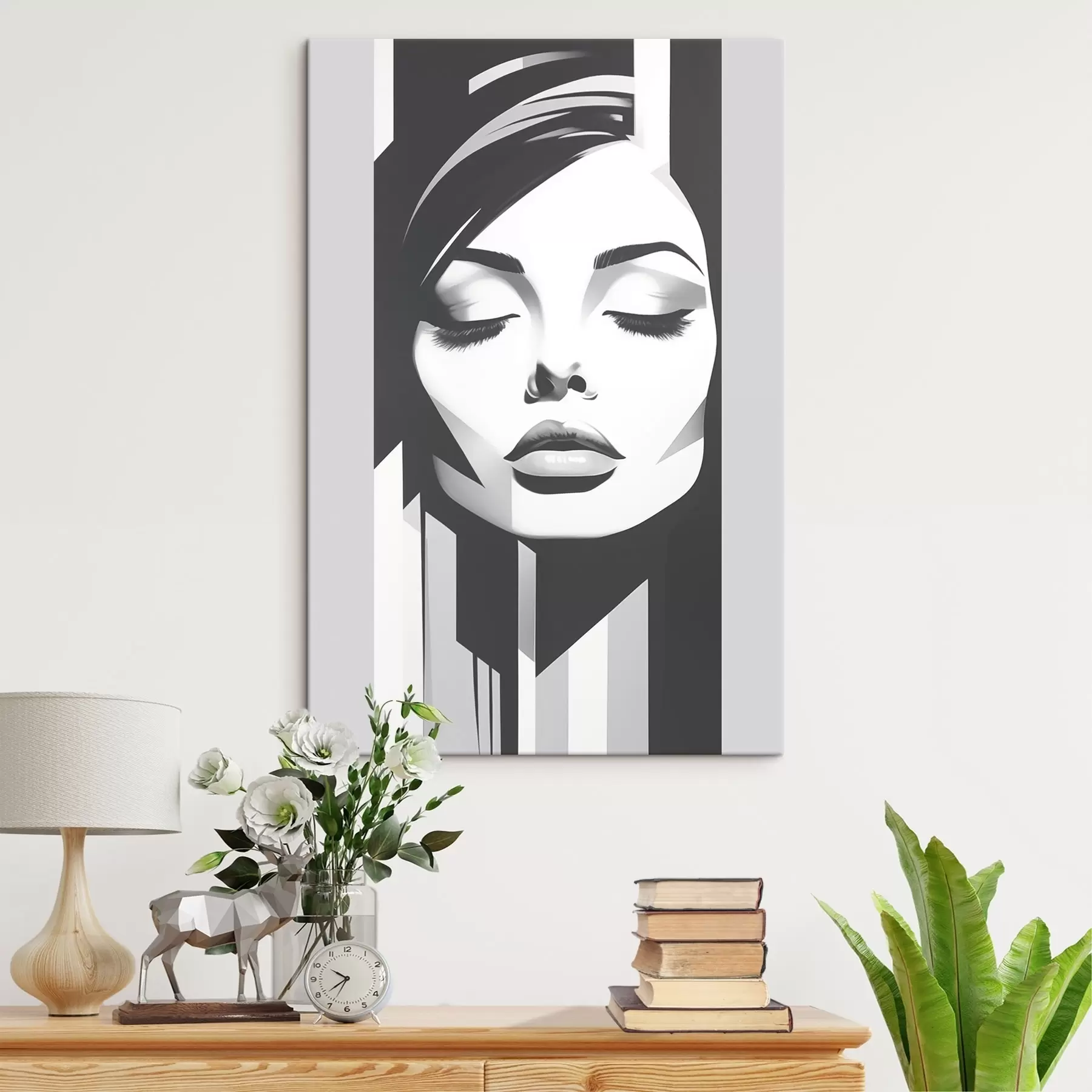 Obraz Černobílý obličej se zavřenýma očima Č. s45075