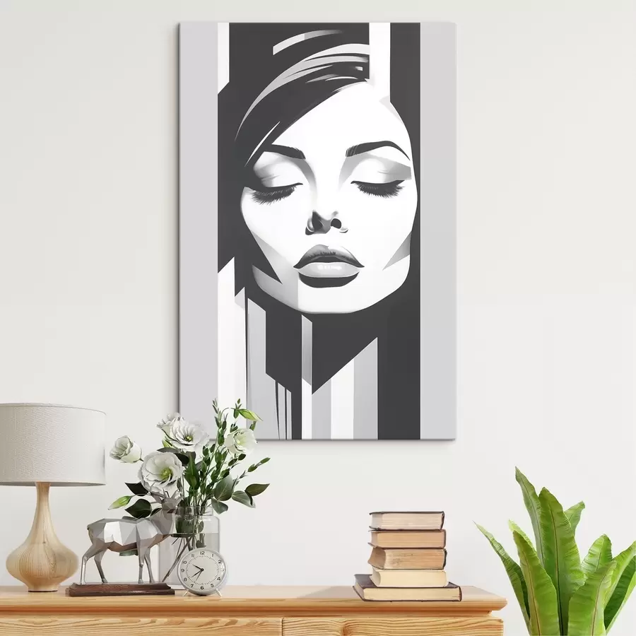 Obraz Černobílý obličej se zavřenýma očima Č. s45075