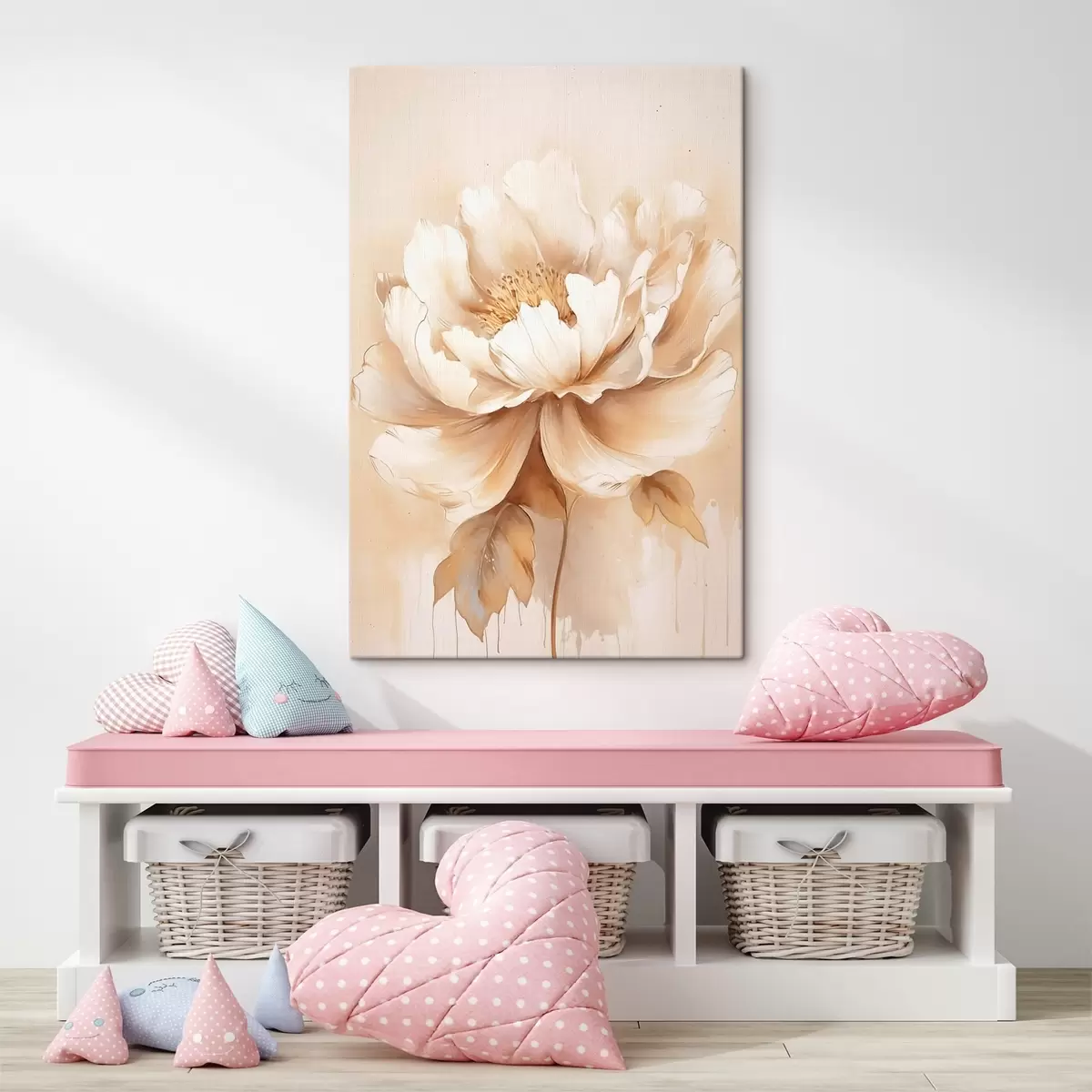 Obraz Béžová květina s listy Č. s45082