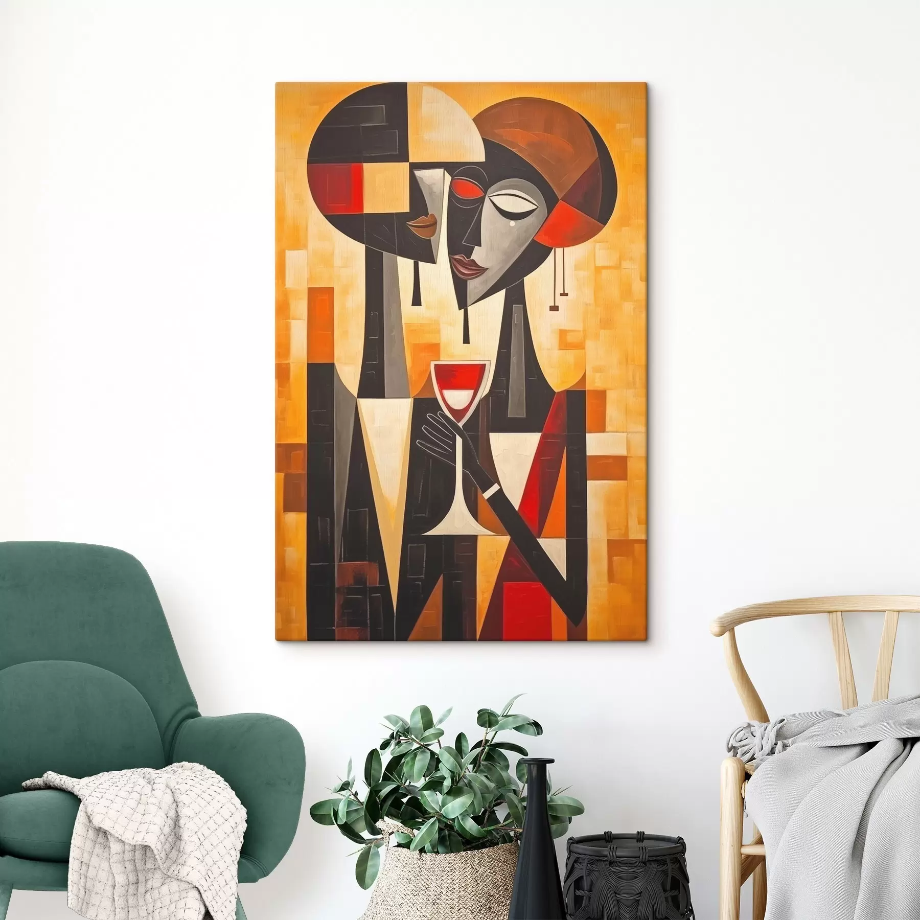 Obraz Dva s kubistickým sklem Č. s45085