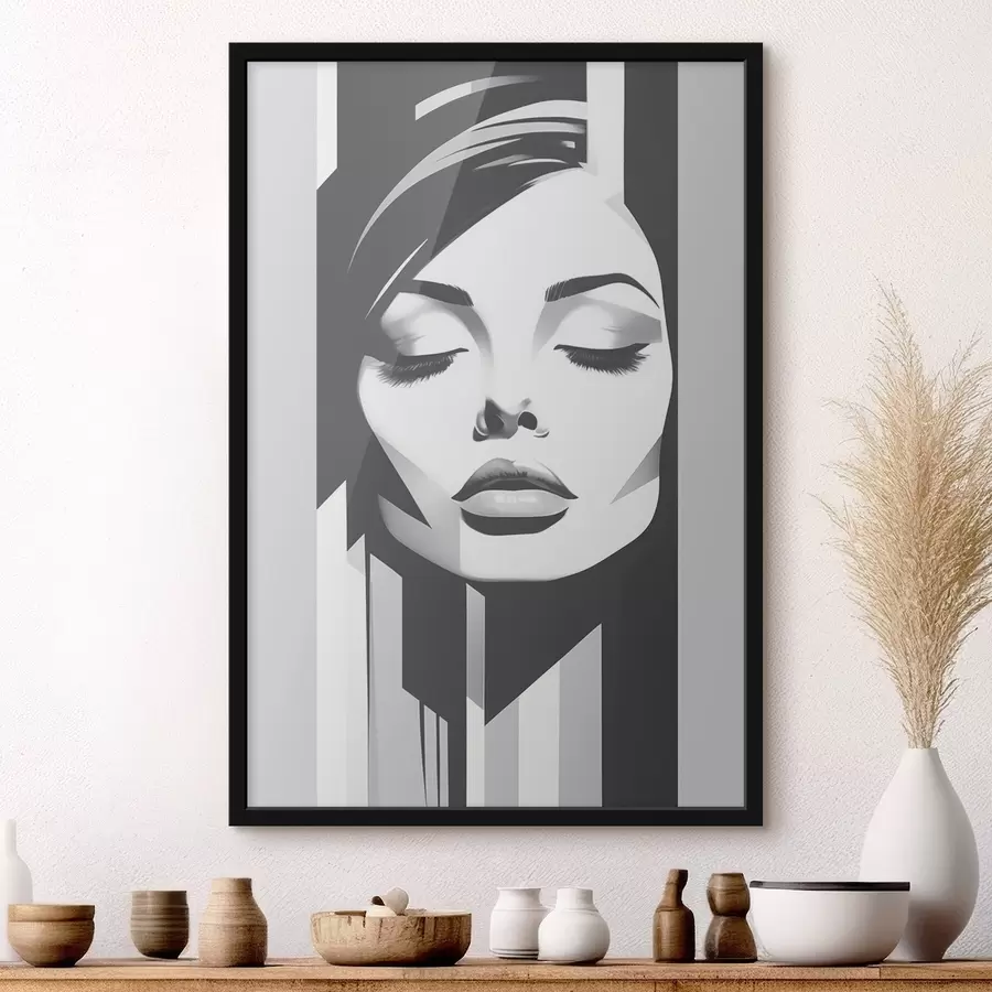 Fototapet Černobílý obličej se zavřenýma očima f45075