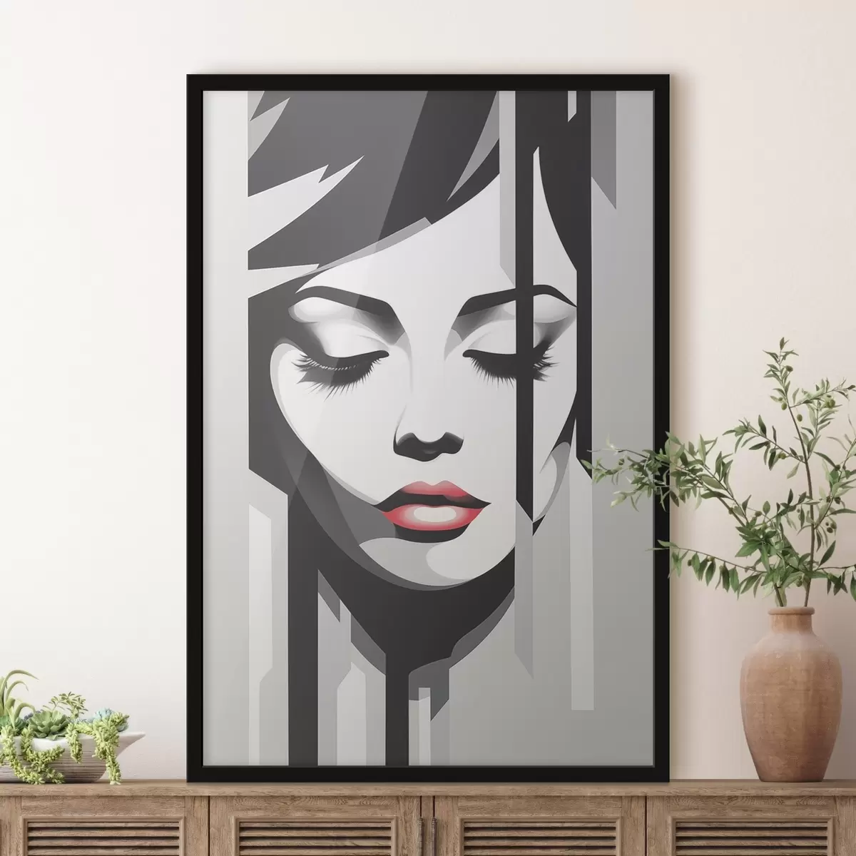 Poster Černobílý obličej se zavřenýma očima f45076