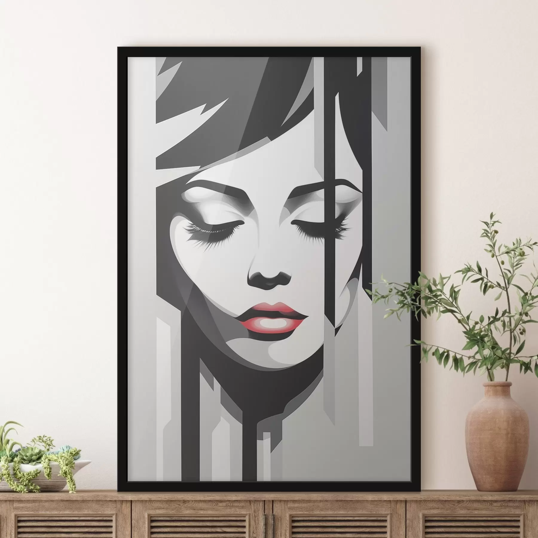 Fototapet Černobílý obličej se zavřenýma očima f45076