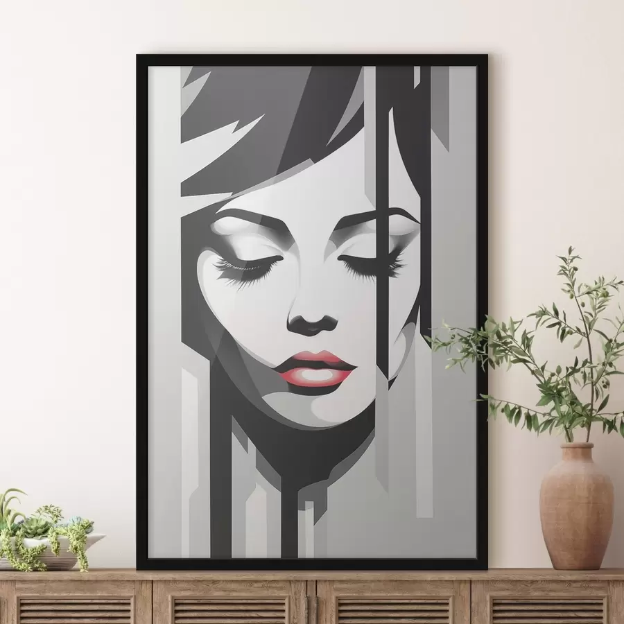 Fototapet Černobílý obličej se zavřenýma očima f45076