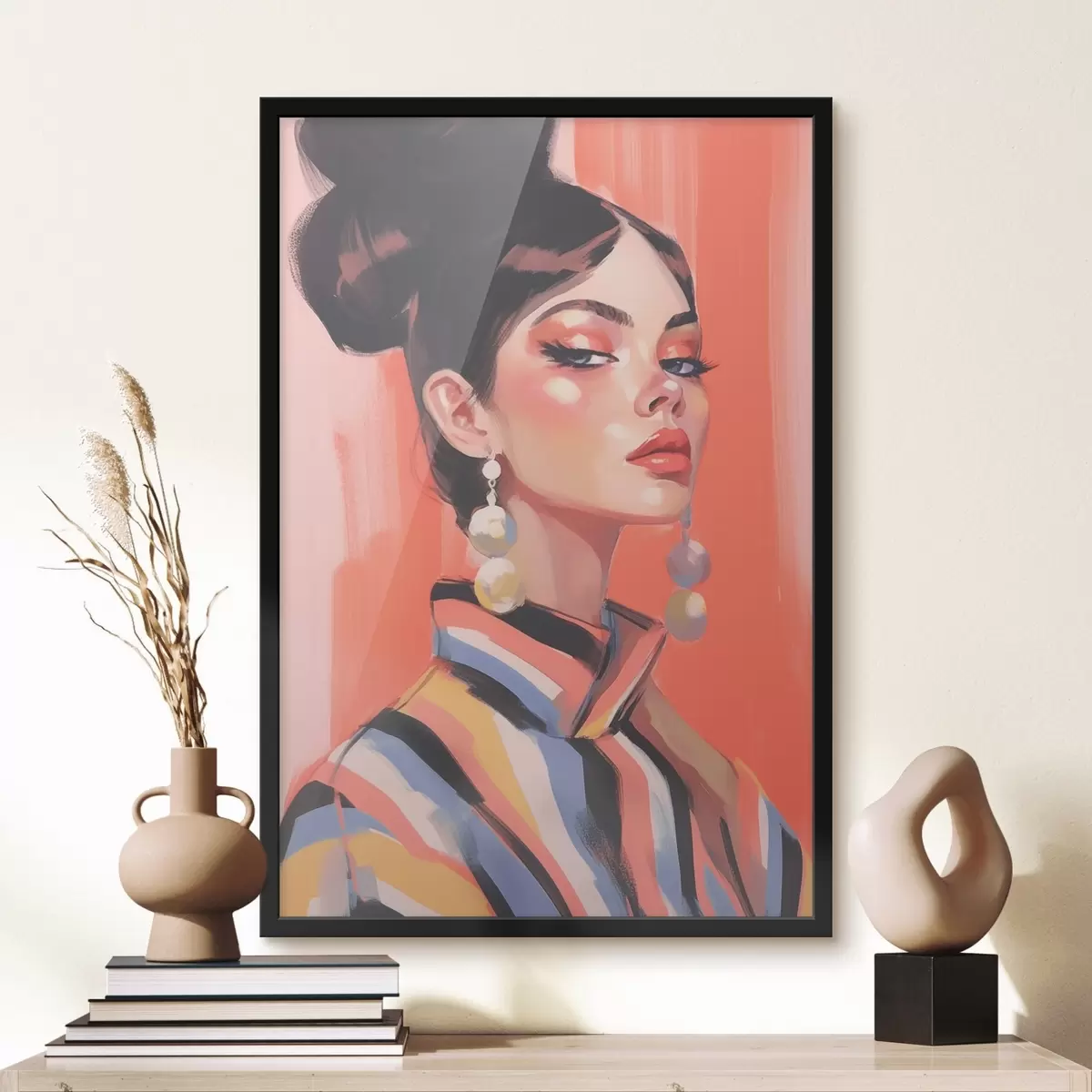 Poster Portrét ženy v pruhované košili f45079