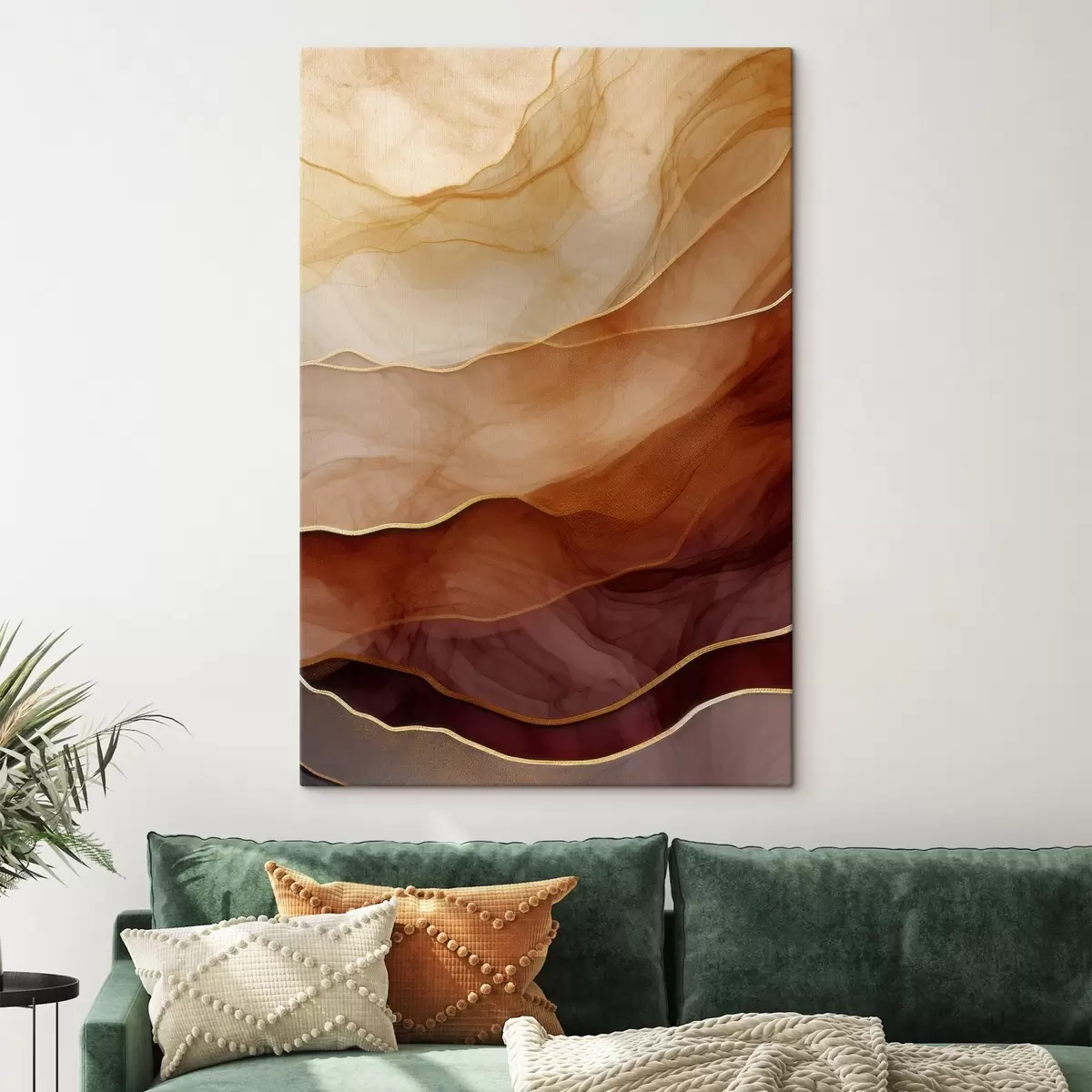 Obraz tekutý, písek, vrstvy, minimalistický, měkké linie, teplé tóny, přírodní, pohyb Č. s45090