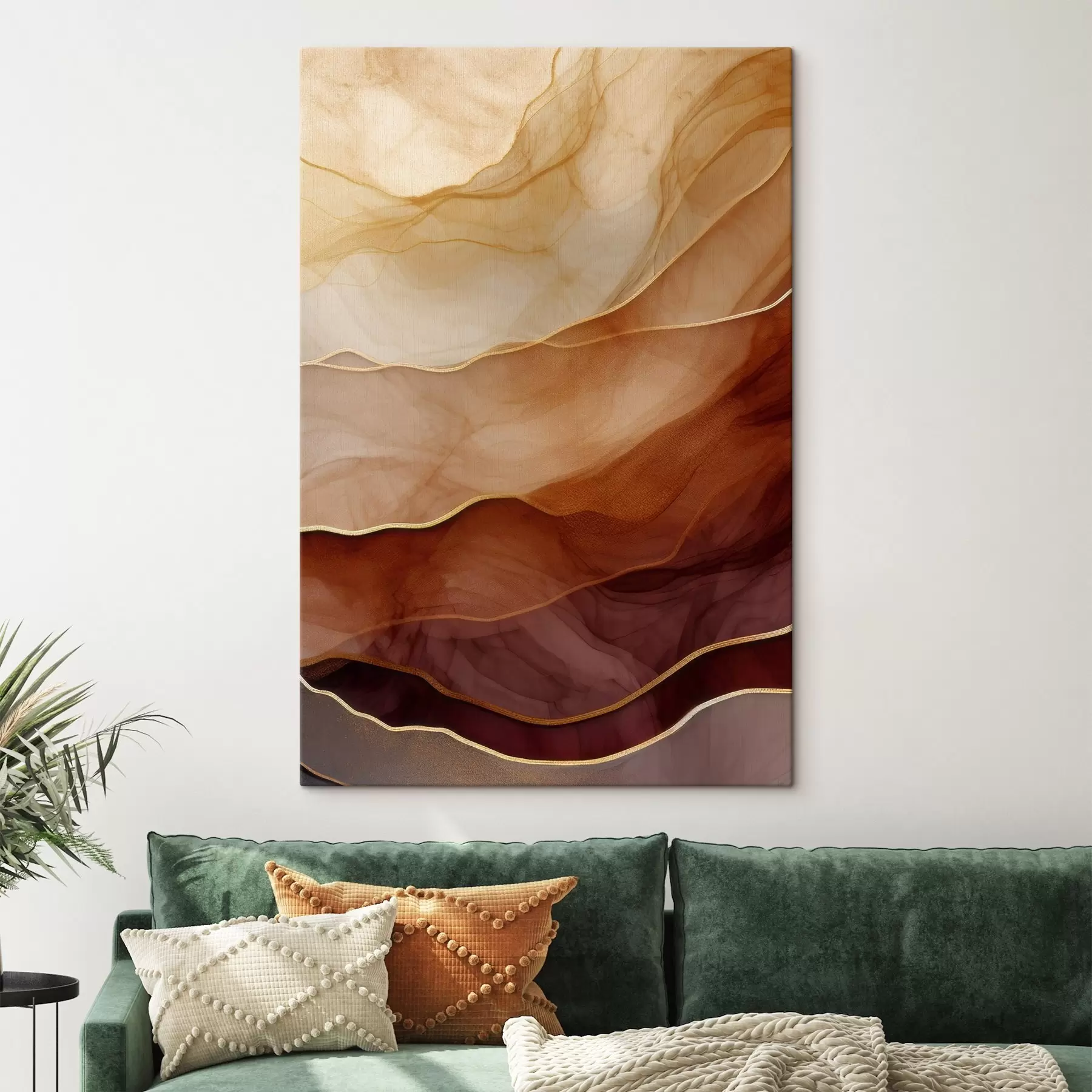 Obraz tekutý, písek, vrstvy, minimalistický, měkké linie, teplé tóny, přírodní, pohyb Č. s45090