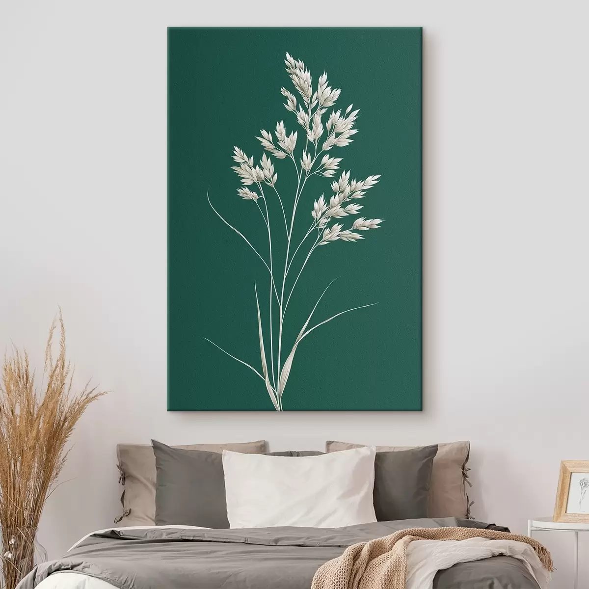 Obraz botanické, minimální, tráva, stonek, zelené pozadí, přírodní, rostlina, ploché Č. s45091