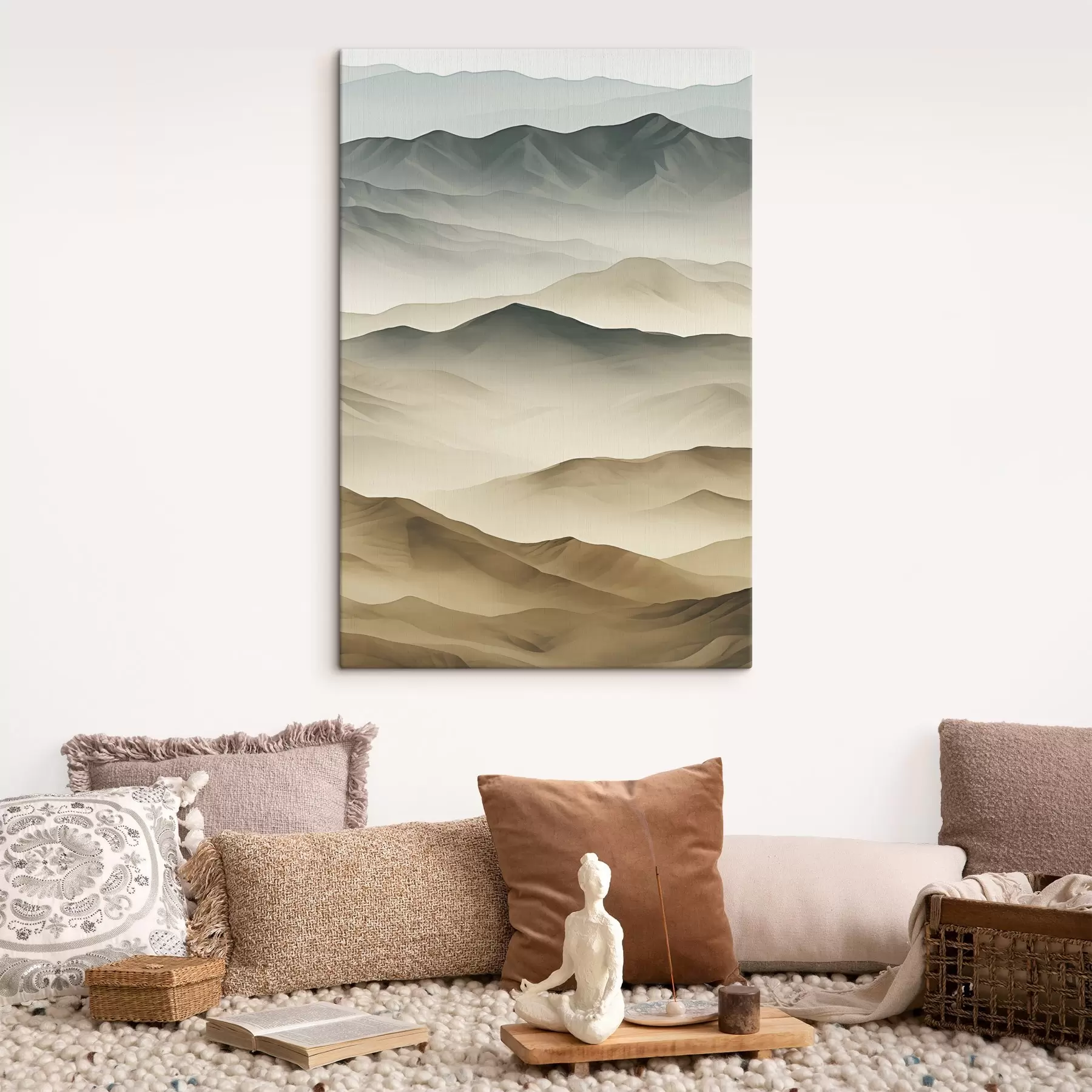 Obraz hory, vrstvy, mlha, jemný gradient, přírodní, béžová, abstraktní, krajina Č. s45095