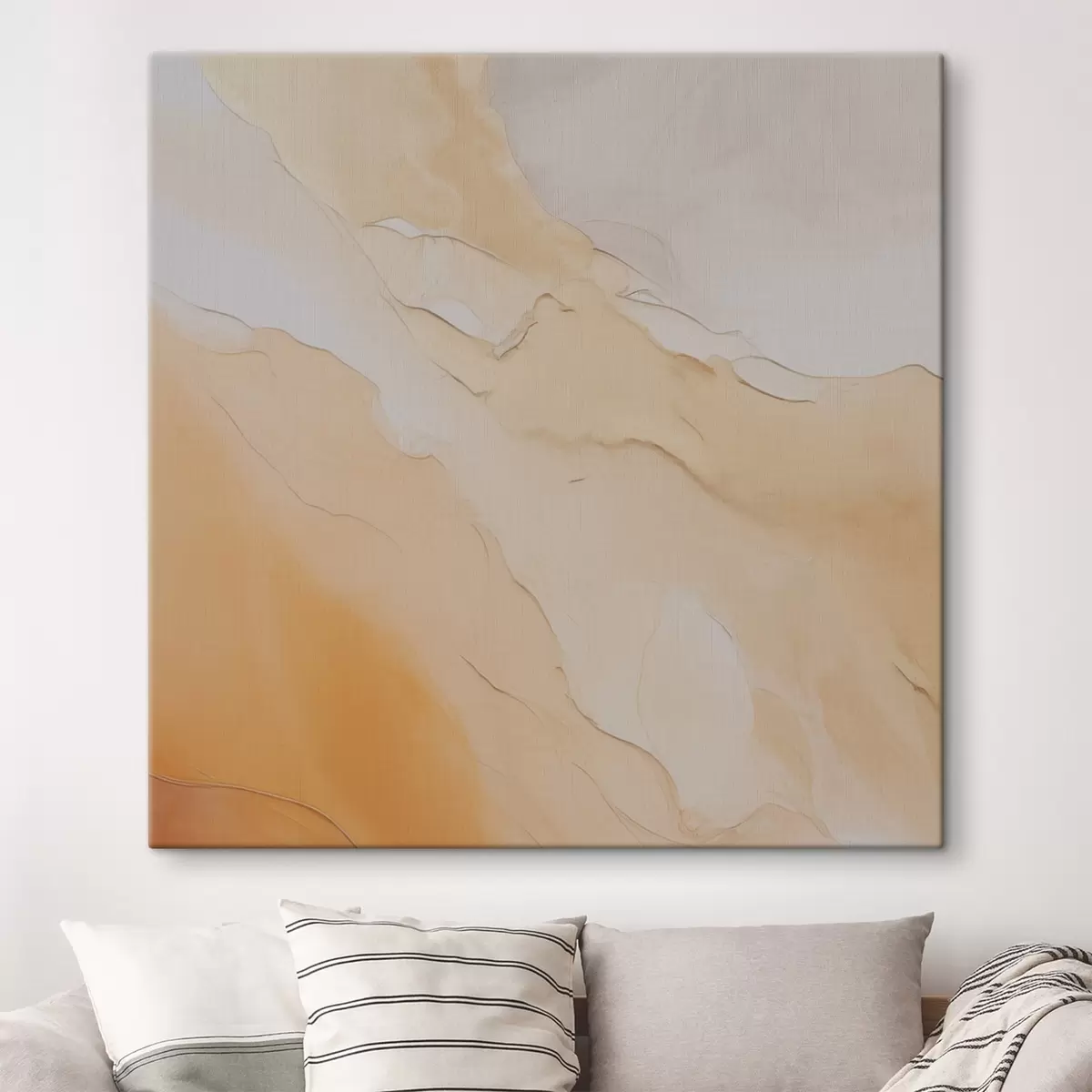 Obraz abstraktní, tekutý, béžový, oranžový, mramorová textura, jemná směs, organické tvary, hladký Č. s45105