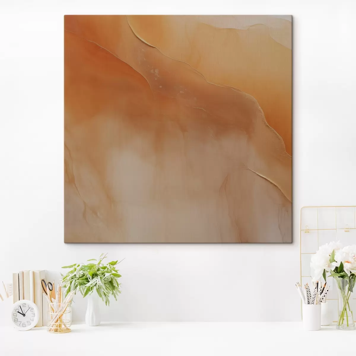 Obraz zemité tóny, jemné vrstvy, minimalismus, akvarelový styl, abstraktní pohyb, klid Č. s45107