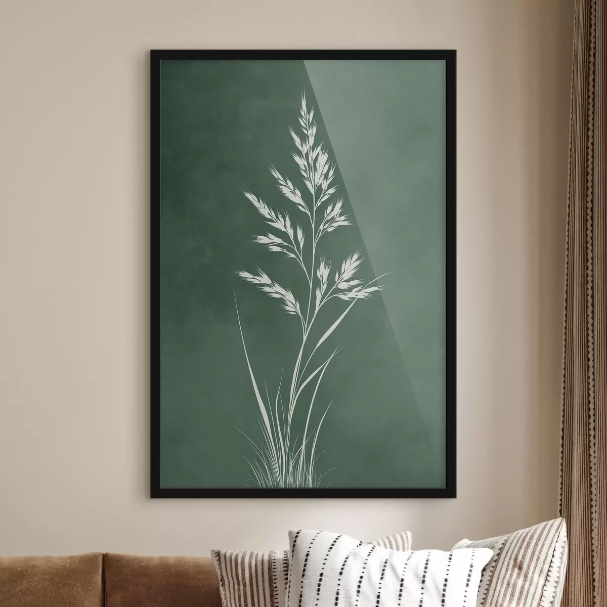 Poster polní tráva, příroda, botanické umění, elegantní, plochý styl, tlumené tóny, zeleň f45093