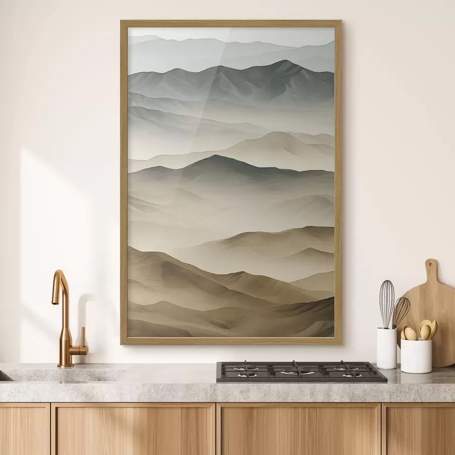 Fototapet hory, vrstvy, mlha, jemný gradient, přírodní, béžová, abstraktní, krajina f45095