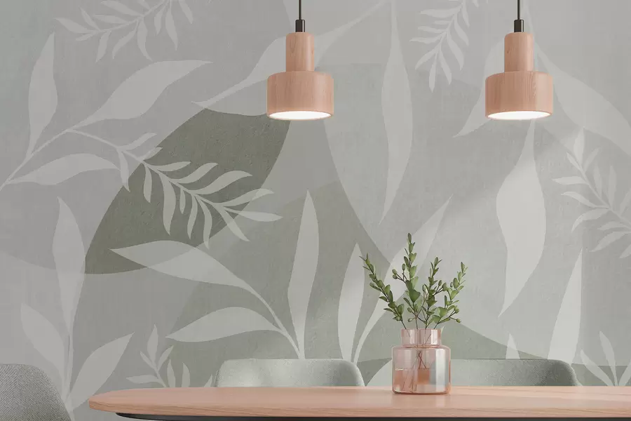 Fototapet Siluety větviček na pozadí abstraktních kruhů v odstínech zelené w04270v2