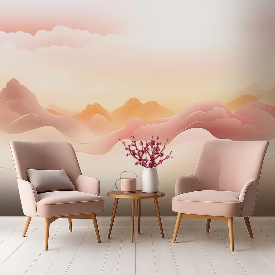 Fototapet Mlžné hory za hřejivého východu slunce w09242