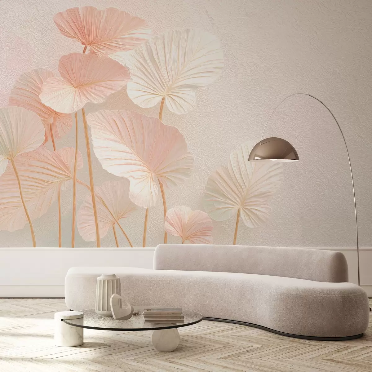 Fototapet Elegantní velké tropické listy v jemné růžové barvě w09252v1