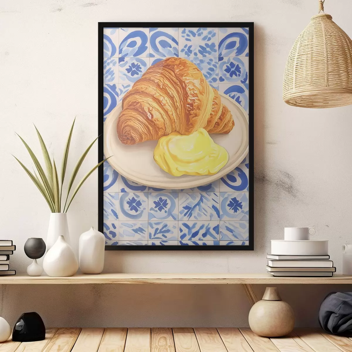 Poster Croissant s máslem na talíři f45146