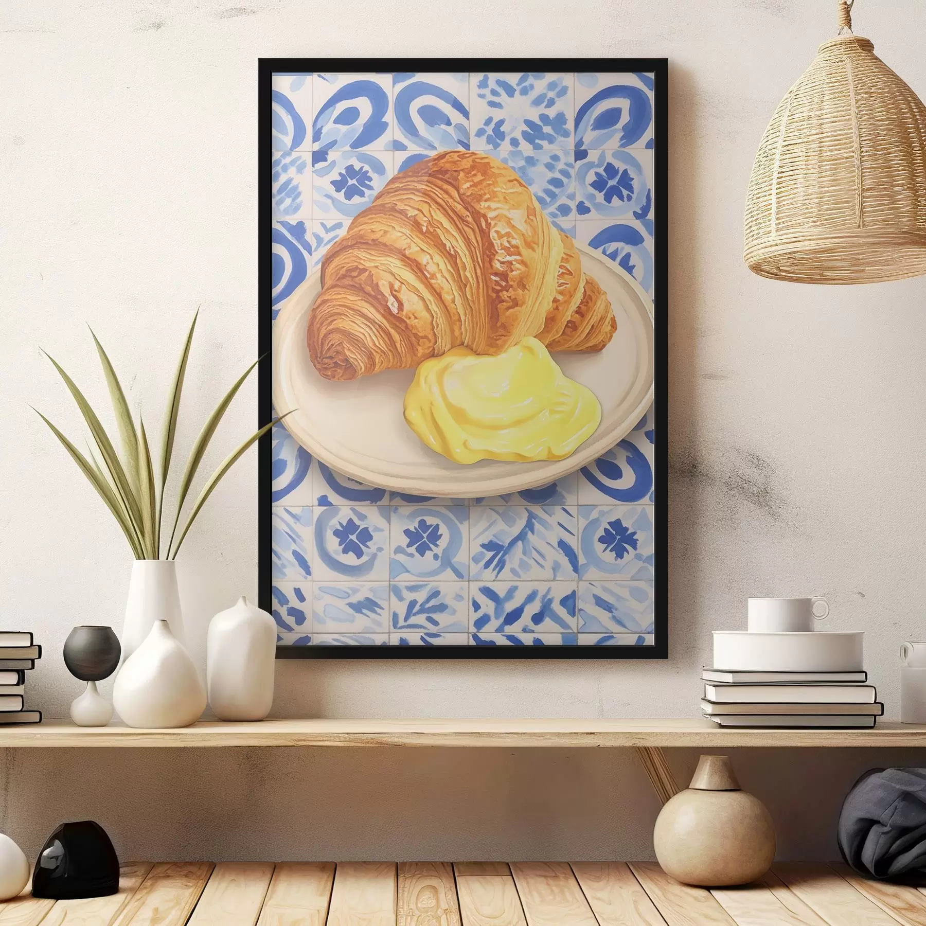 Fototapet Croissant s máslem na talíři f45146
