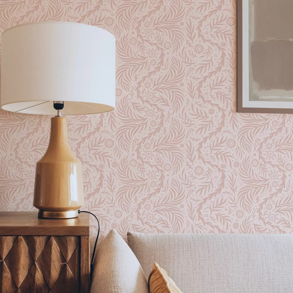 Tapety Bledě růžové květinové prvky na růžovém pozadí a00290