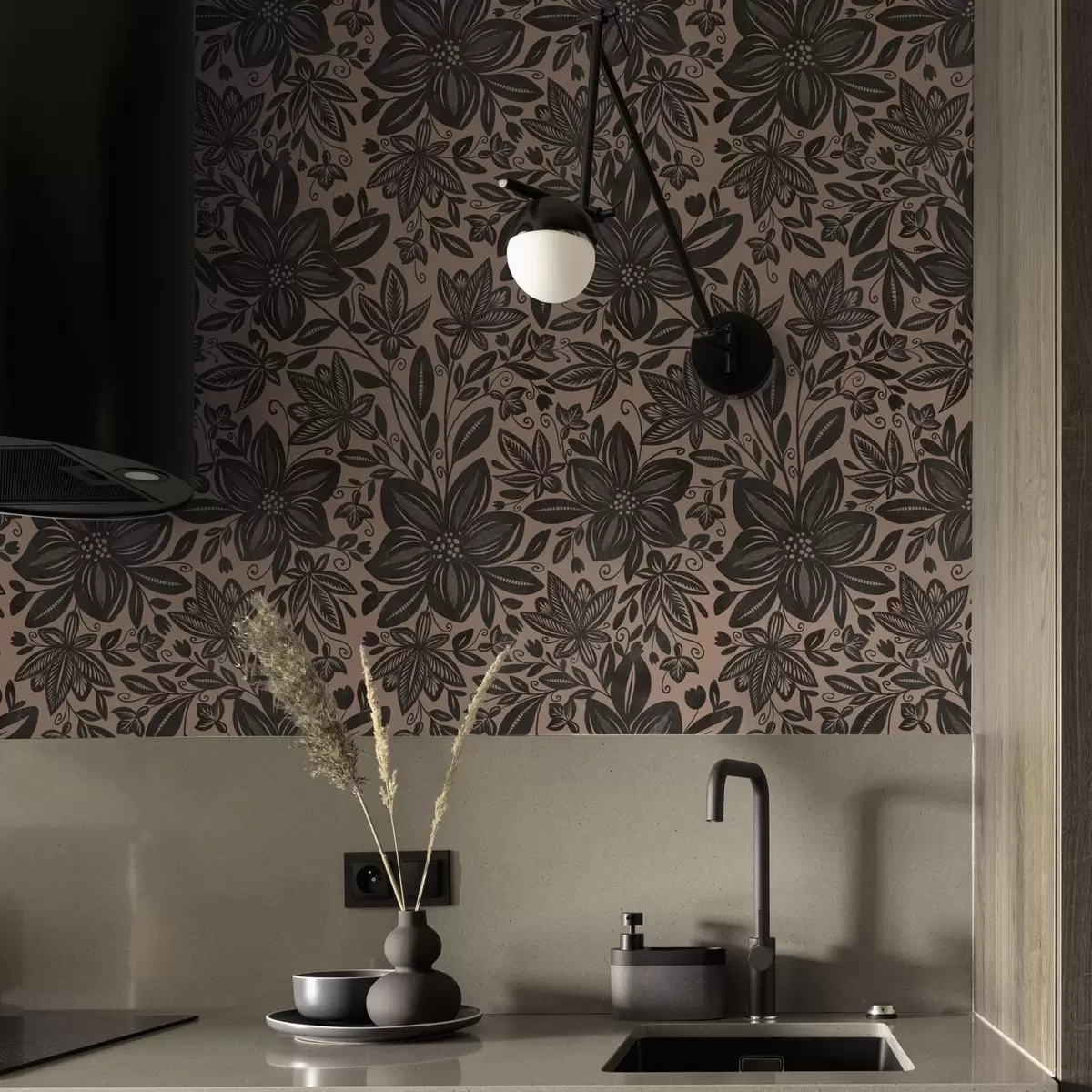 Tapety Černo-růžový etnický květinový vzor a růžový etnický květinový vzor a00351