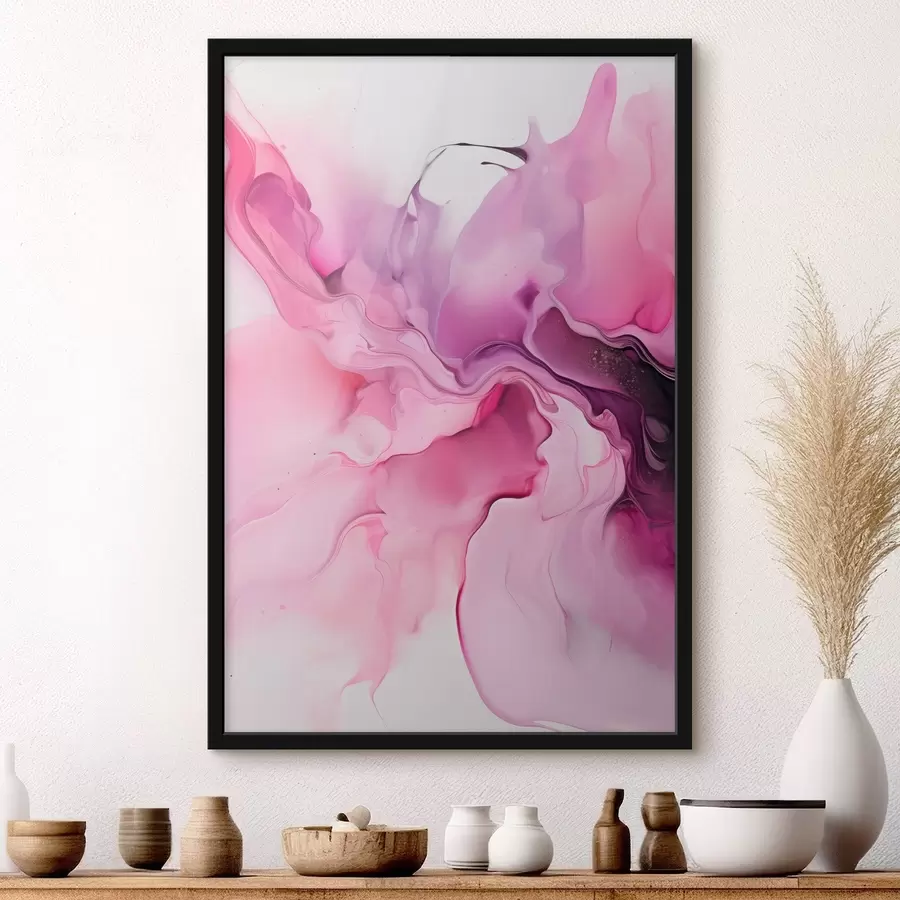 Fototapet Abstraktní víry růžové, fialové a černé barvy se prolínají v plynulé organické kompozici a vytvářejí pocit pohybu f45195