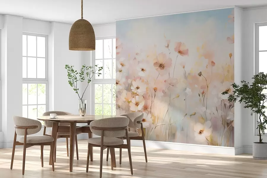 Fototapet Divoké květiny v pastelových odstínech v akvarelovém stylu w09280