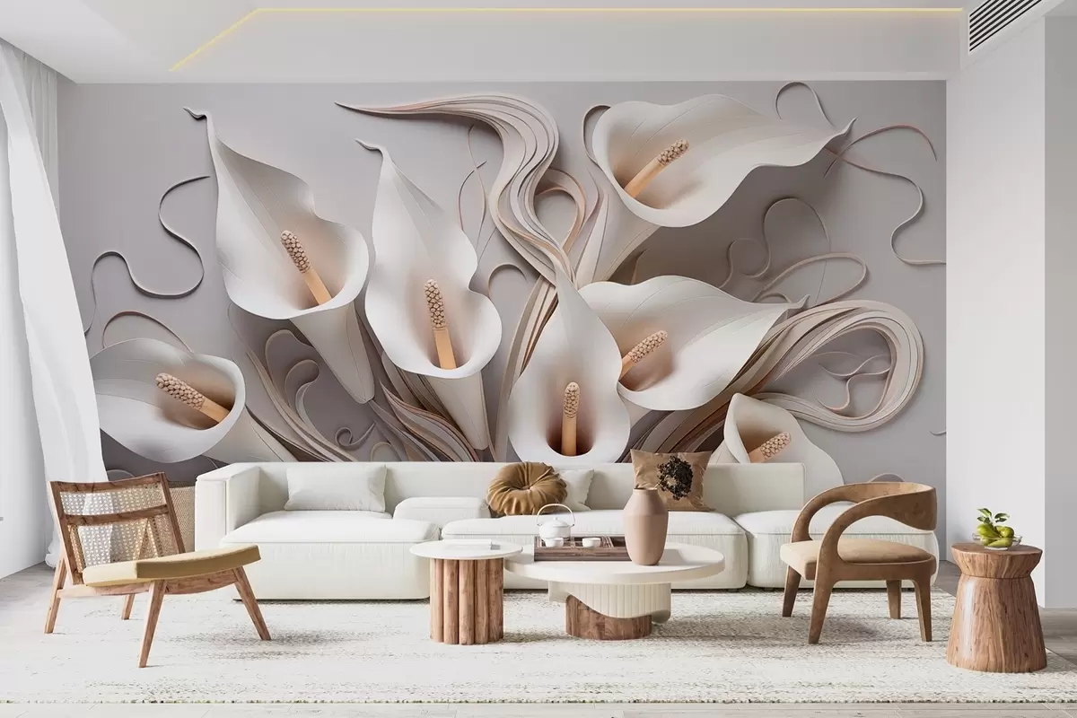 Fototapet Objemové kaly v krémových tónech s 3D efektem w09281